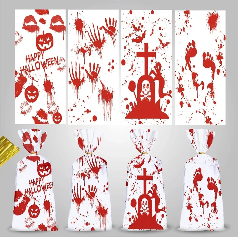 5for$10 Halloween 50Pc Treat Bags Cellophane Candy Goodie Favor Party Supplies